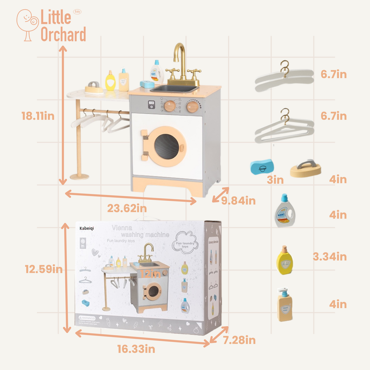 Wooden Mini Washing Machine Set