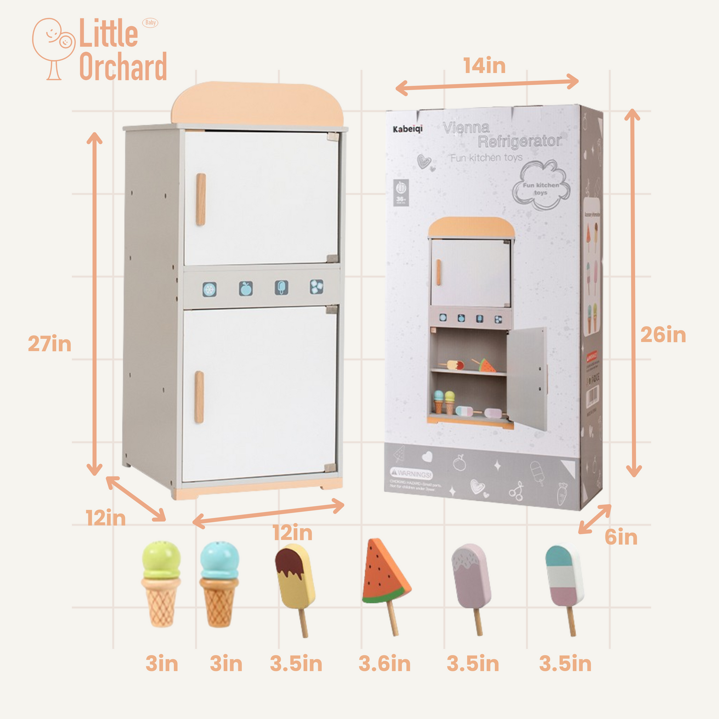 Wooden Mini Refrigerator Set