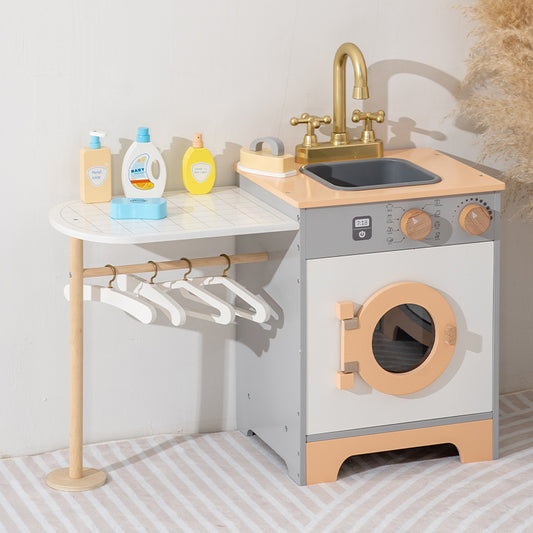 Wooden Mini Washing Machine Set