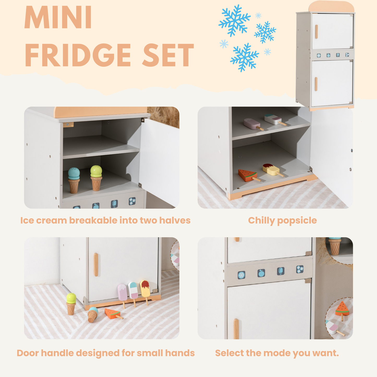 Wooden Mini Refrigerator Set